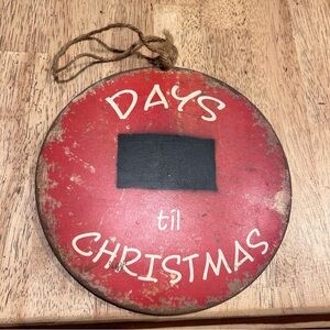 Red Metal Christmas Countdown Sign